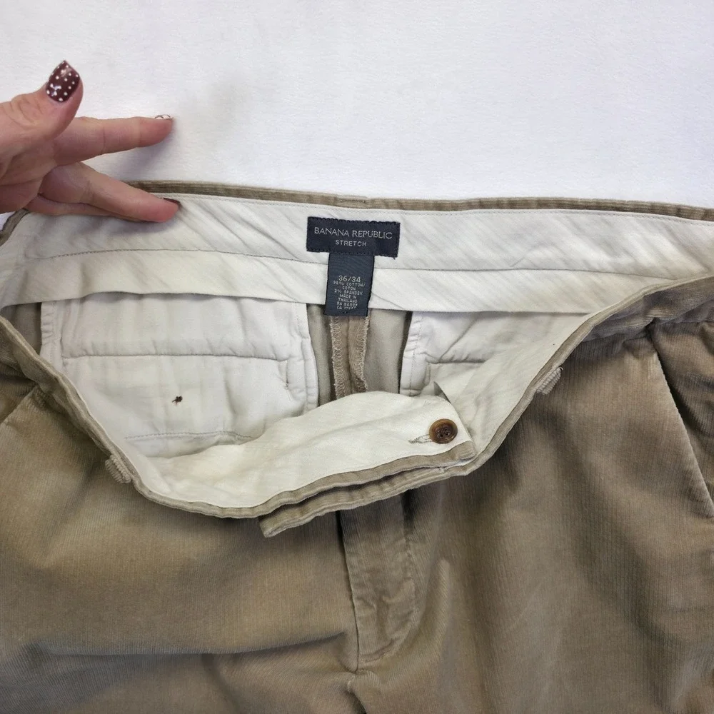 Y2K Banana Republic Pants Mens 36x34 Khaki Corduroy Straight Preppy Work Classic